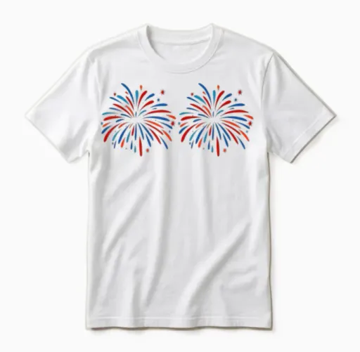 Just Here for the Fireworks Funny Shirt for Couple Men Women Unisex T-Shirt in White