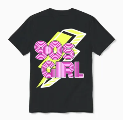 90s Girl Retro Vintage Unisex T-Shirt - Black