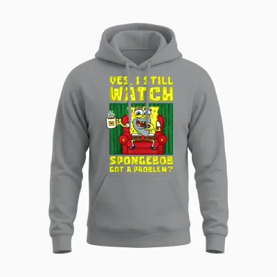 Mademark X Spongebob Squarepants - I Still Watch Spongebob Got a Problem Old Spongebob Adults Unisex Hoodie - Sport Grey