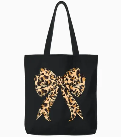 Kokette Schleife Leopard Gepard Print Für Frauen Mädchen Mädchen Mama Tote Bags - Black