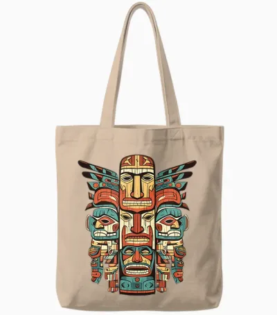 Motif Totem Indien Aztèque Du Sud-Ouest Amérindien Tote Bags - Natural