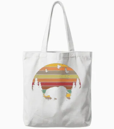 Porcupine Vintage Retro Tote Bags - White