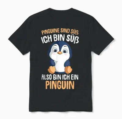 Penguins Are Cute Girls Kids Ladies Penguin T-Shirt, Black Unisex T-Shirt - Black