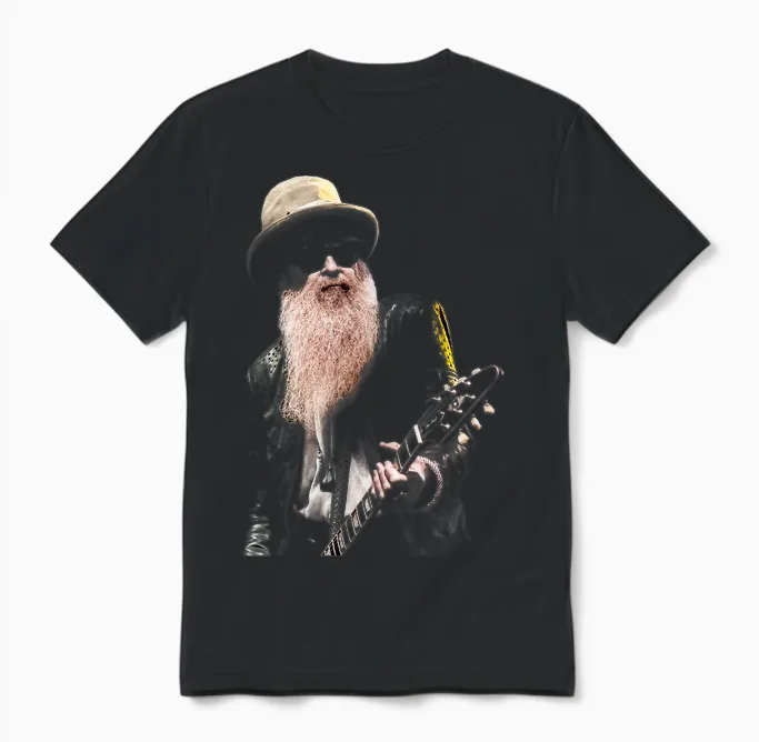 Billy F Gibbons Zz Top Live Vi T-Shirt, Black, S Unisex T-Shirt in Black