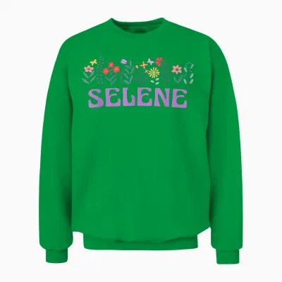 Wildflower Floral Selene Name Mother's Day Women's T-Shirt, White, S Unisex Sweatshirt - Irish Green
