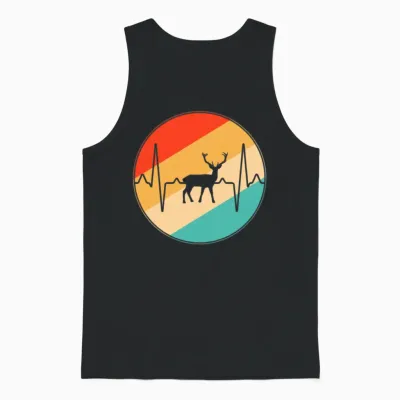 Deer Retro Heartbeat Unisex Tank Top - Black