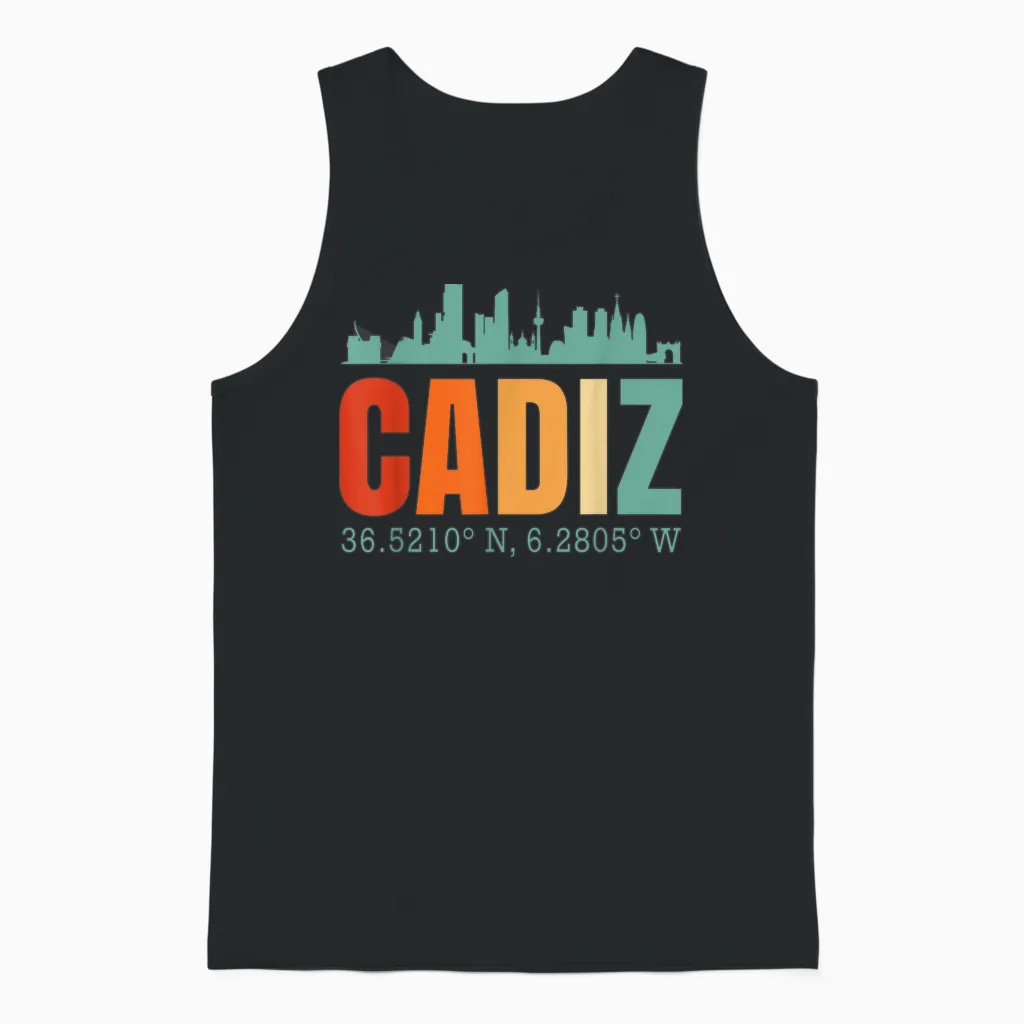 Skyline Von Cadiz Unisex Tank Top in Black