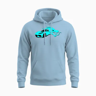 Sport Car and the Dragon - Charmwal Unisex Hoodie - Light Blue