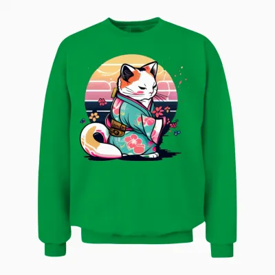 Cat Kimono Unisex Sweatshirt - Irish Green