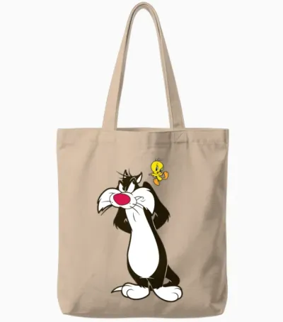 Looney Tunes Sylvester and Tweety Pose Tote Bags - Natural
