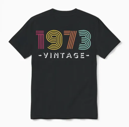 1973 Vintage Classic Retro Unisex T-Shirt in Black