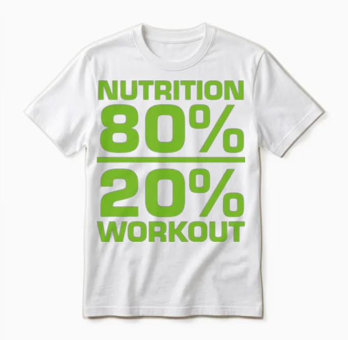 Nutrition 80% 20% Workout Gym & Lifting Unisex T-Shirt in White