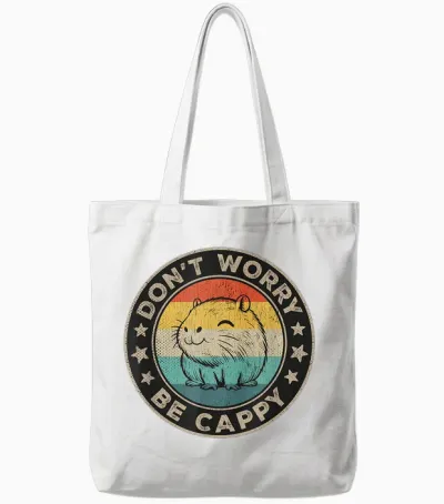 Dont Worry Be Cappy Damen Wasserschwein Herren Capybara Tote Bags - White