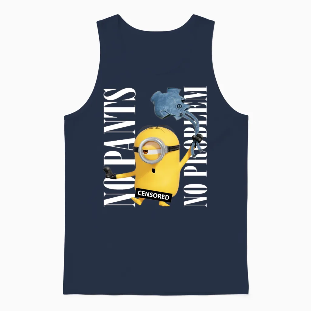Minions Censored No Pants No Problem Unisex Tank Top in Navy