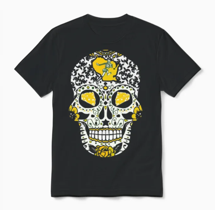 Packers Sugar Skull Halloween Unisex T-Shirt in Black
