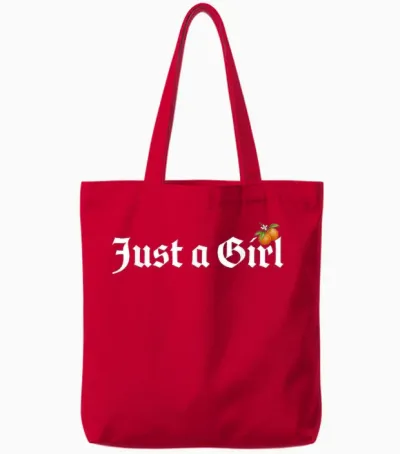 Just a Girl Gothic Blackletter Typography Design for Woman Tote Bags - Red
