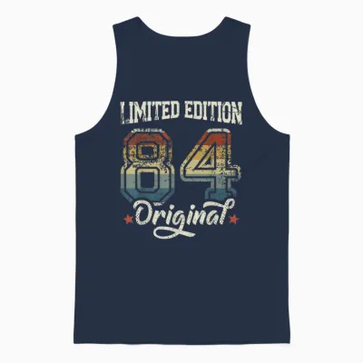 40th Birthday Man Woman 40 Years 1984 Decorative Funny Gift T-Shirt, Black Unisex Tank Top - Navy