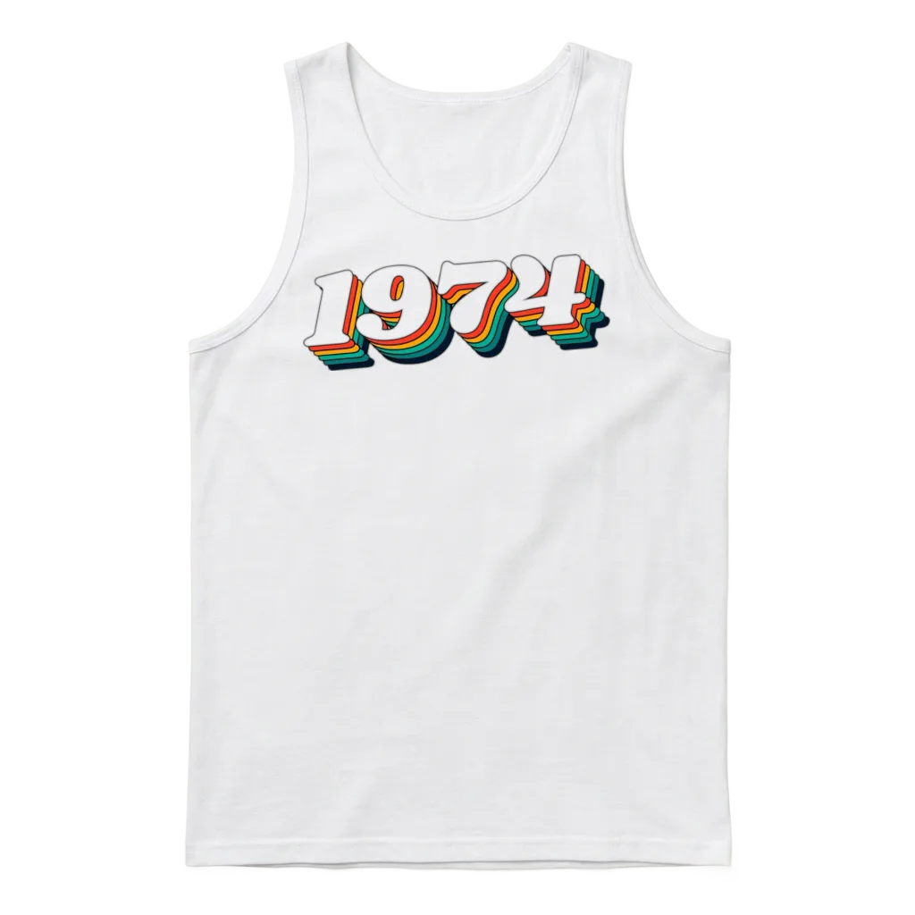 Retro 1974 Unisex Tank Top - White
