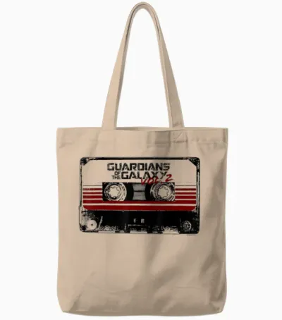 Marvel Guardians of the Galaxy Vol 2 Awesome Mix Tape Logo Tote Bags - Natural