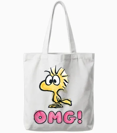 Peanuts - Snoopy Woodstock Omg Tote Bags - White