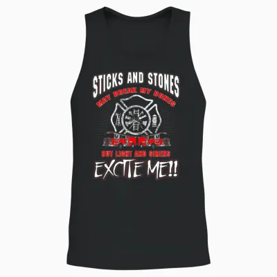 Sticks and Stones Firefighter T-Shirts Unisex Tank Top - Black
