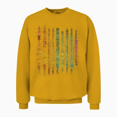 Buntes Kunsttext-Grafikmotiv Unisex Sweatshirt - Gold