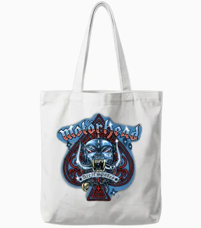 Motörhead Ace of Spades Airbrush Long Handle, Blue, S Tote Bags - White