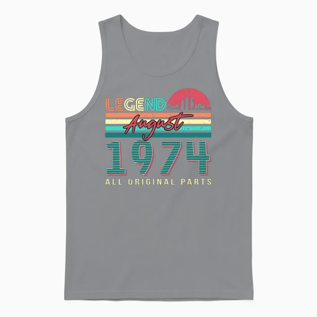 Vintage 1974 August Unisex Tank Top in Sport Grey