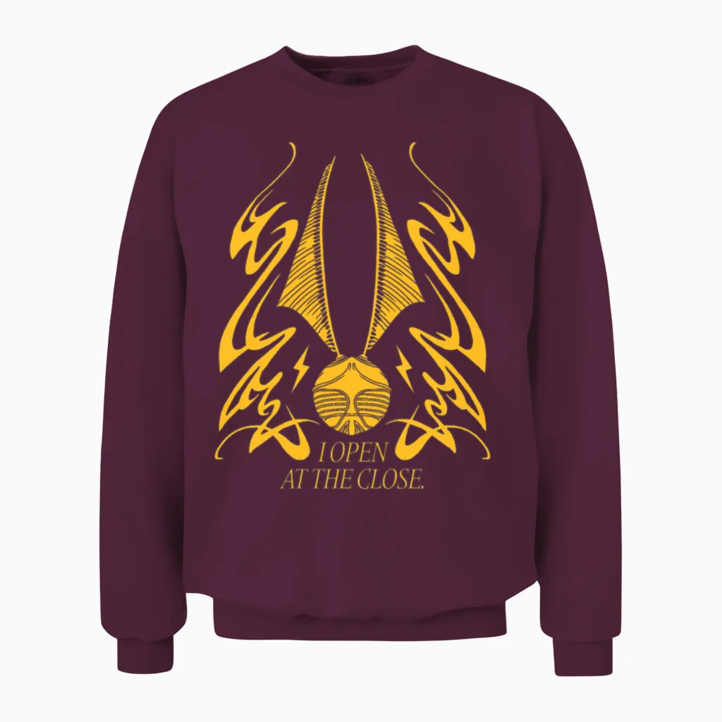 Harry Potter Golden Snitch I Open at the Close Unisex Sweatshirt in Maroon