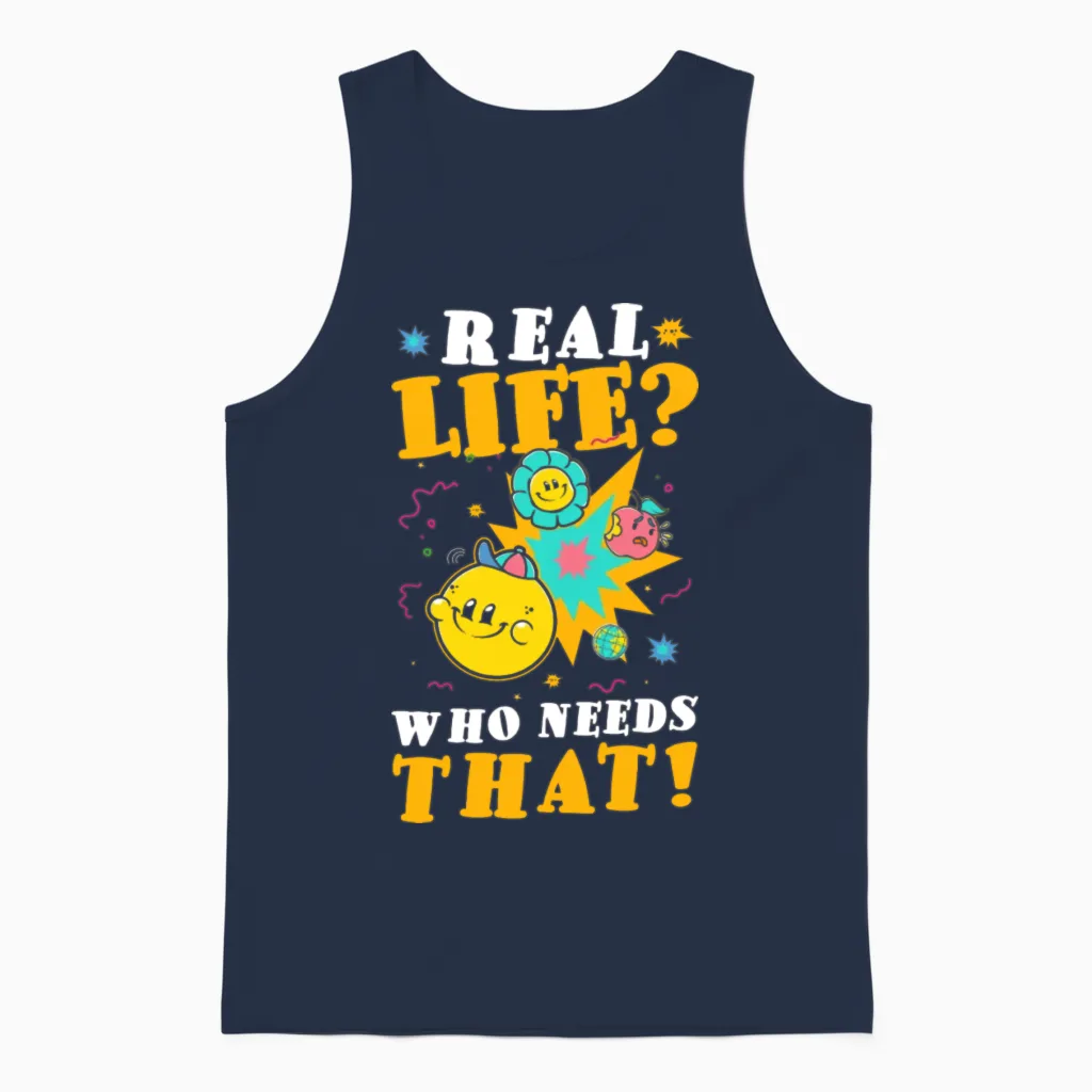 Retro Art Style Fan Unisex Tank Top - Navy