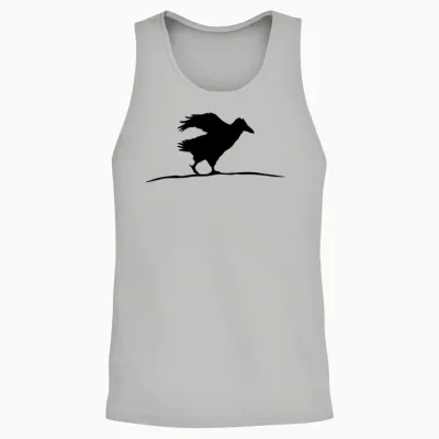 Raven Bird Crow Goes Fast Run Fun Comic Silhouette Unisex Tank Top - Ash