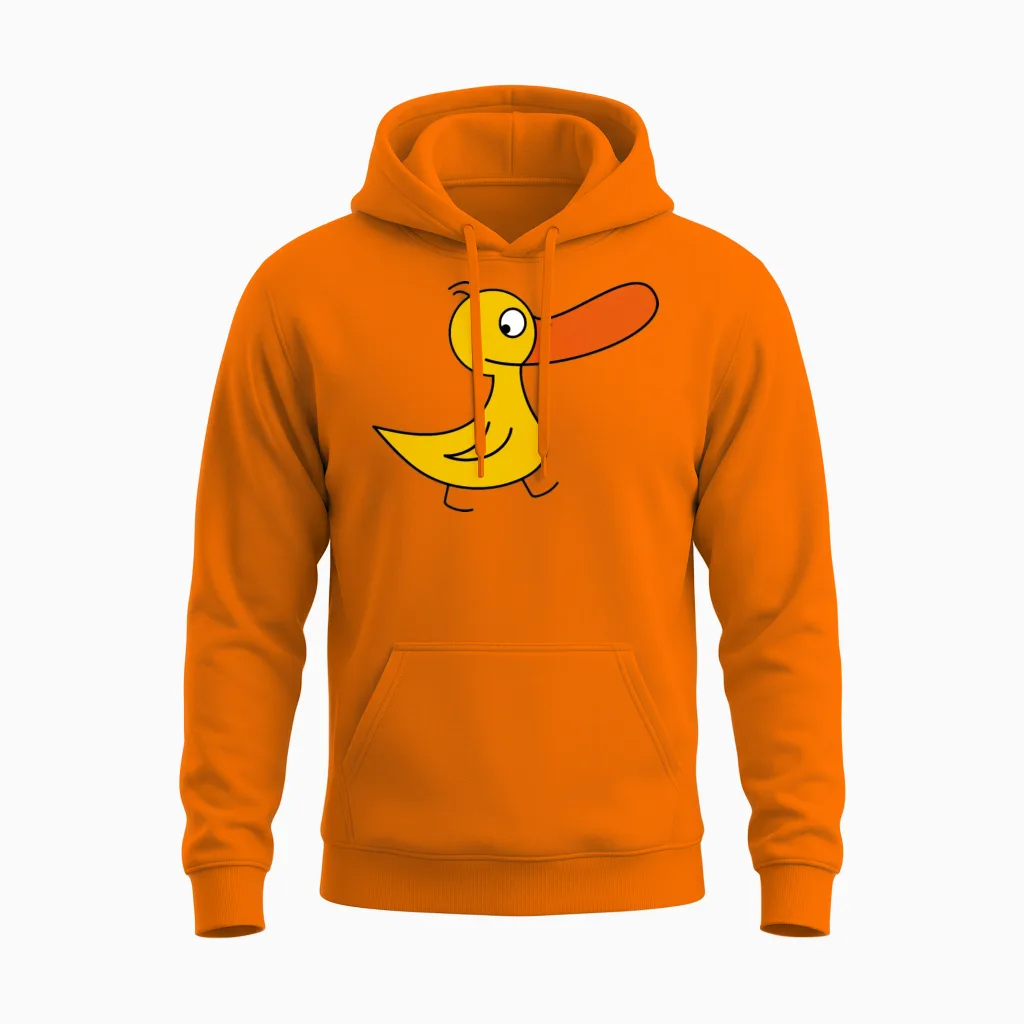 Funny Duck Unisex Hoodie in Safety Orange