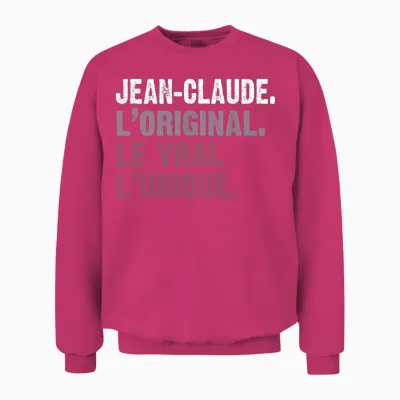 Man Humour Gift Idea Personalised Name Jean-Claude T-Shirt, Black, S Unisex Sweatshirt - Heliconia