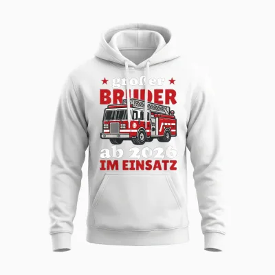 Kinder Großer Bruder Ab 2026 Im Einsatz Feuerwehr Unisex Hoodie - White