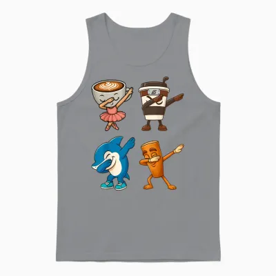 Dabbing Cute Italian Brainrot Meme Character Kids Boys Girls Unisex Tank Top - Sport Grey