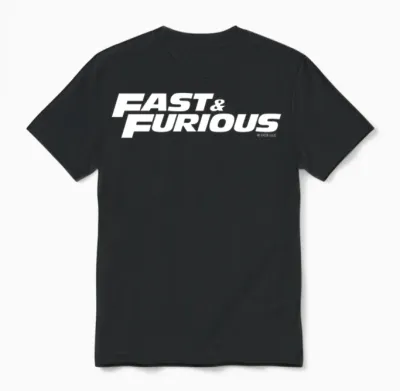 Fast and Furious Classic Logo White Unisex T-Shirt - Black