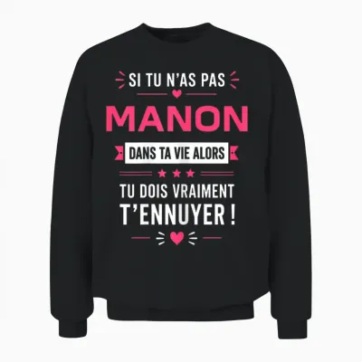 Si Tu N'as Pas De Manon Blague Prénom Humour Manon Unisex Sweatshirt - Black