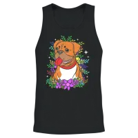 Cute Dog Pet Owner Dog Print Flower Boxer Dog Unisex Tank Top - Black – 2
