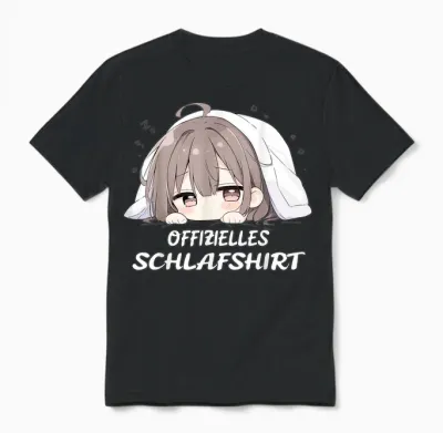Offizielles Anime Schlafshirt, Kawaii Manga Pyjama Nachthemd Unisex T-Shirt - Black