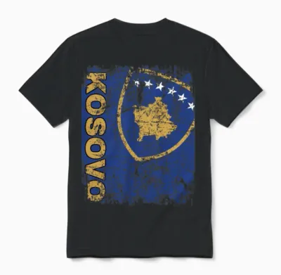 Kosovo Flag - Kosovar Roots - Vintage Look Unisex T-Shirt - Black