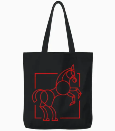 Horse Logo Tote Bags - Black