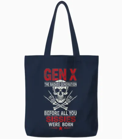 Gen X Before Al' You Sissie Were Born Retro Skull Rock Retro Tote Bags - Navy