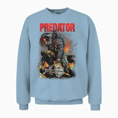 Predator Ready to Hunt Big Chest Iconic Retro Poster V2 Unisex Sweatshirt - Light Blue