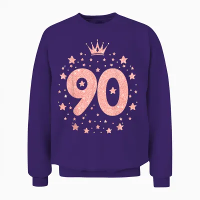 90 Couronne Rose 90 Ans Happy 90th Birthday Fille Femme Unisex Sweatshirt - Purple