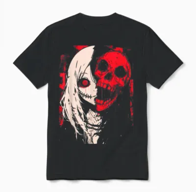 Horror Anime Manga | Japan Japanese Creepy Kawaii Goth T-Shirt, Black Unisex T-Shirt - Black