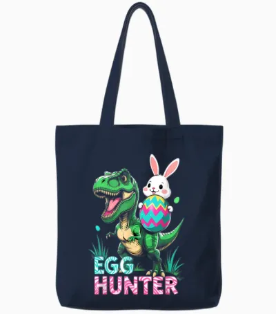 Cooler Oster Hase Mit T-Rex Dino Ostern Jungs Kinder Tote Bags - Navy
