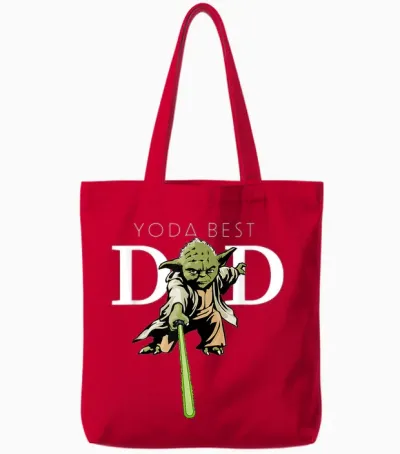 Star Wars Yoda Lightsaber Best Dad Father's Day Tote Bags - Red