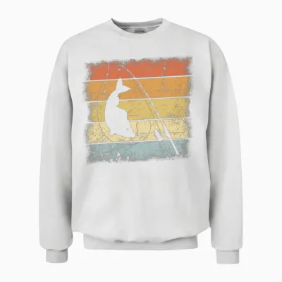 Fishing Retro Design Unisex Sweatshirt - White