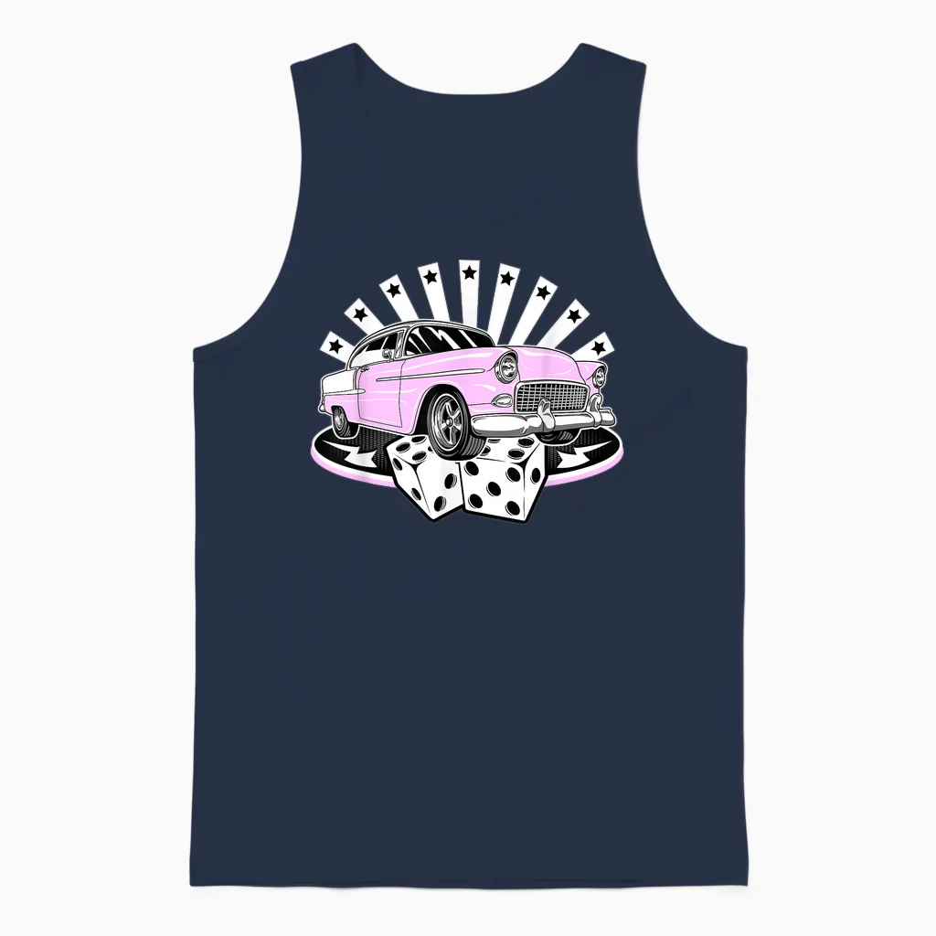 Rockabilly Rock N Roll Retro 50s Style Vintage Music T-Shirt, Black, S Unisex Tank Top in Navy