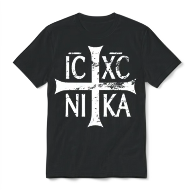 Ic Xc Nika Cross Christian Orthodox Retro Vintage Unisex T-Shirt - Black